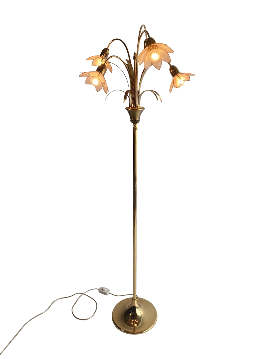 Brass Bamboo Floral Floor Lamp