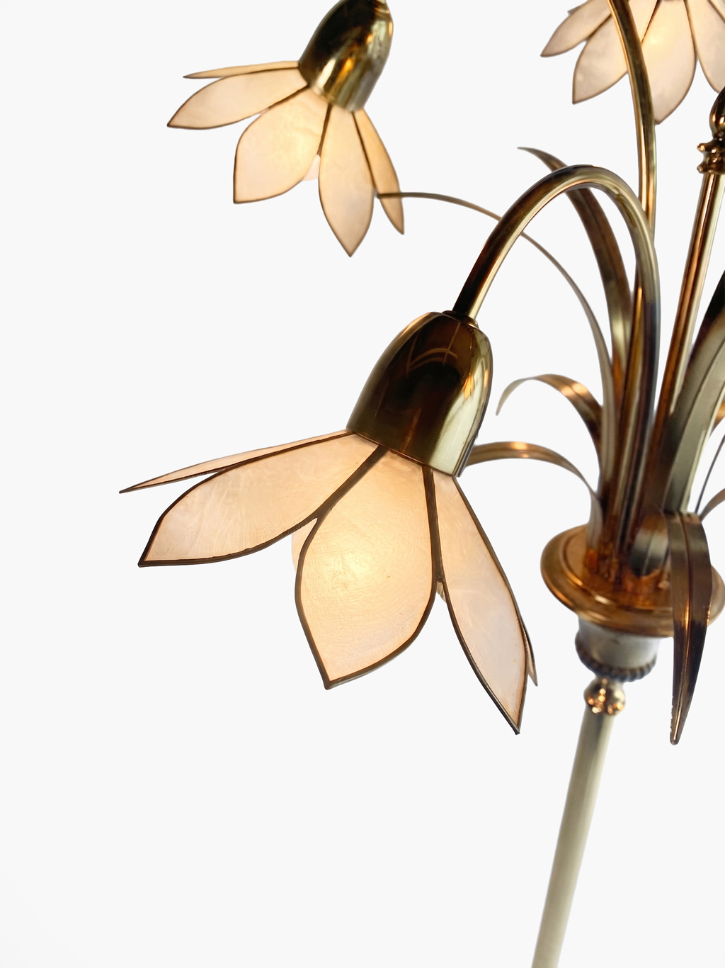 Brass Bamboo Floral Floor Lamp