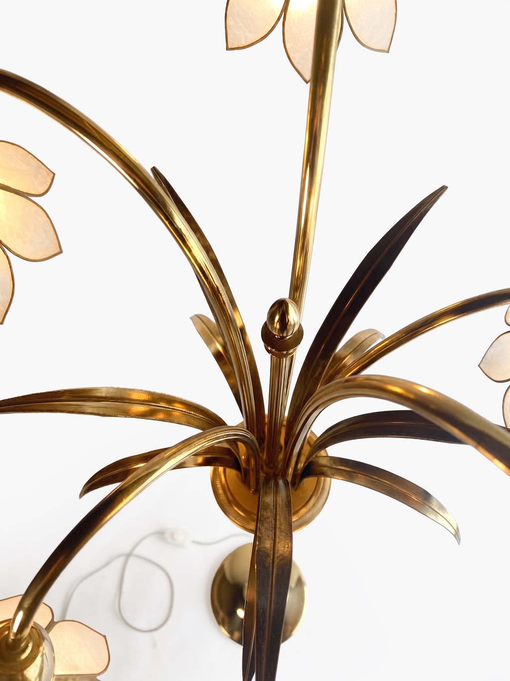 Brass Bamboo Floral Floor Lamp