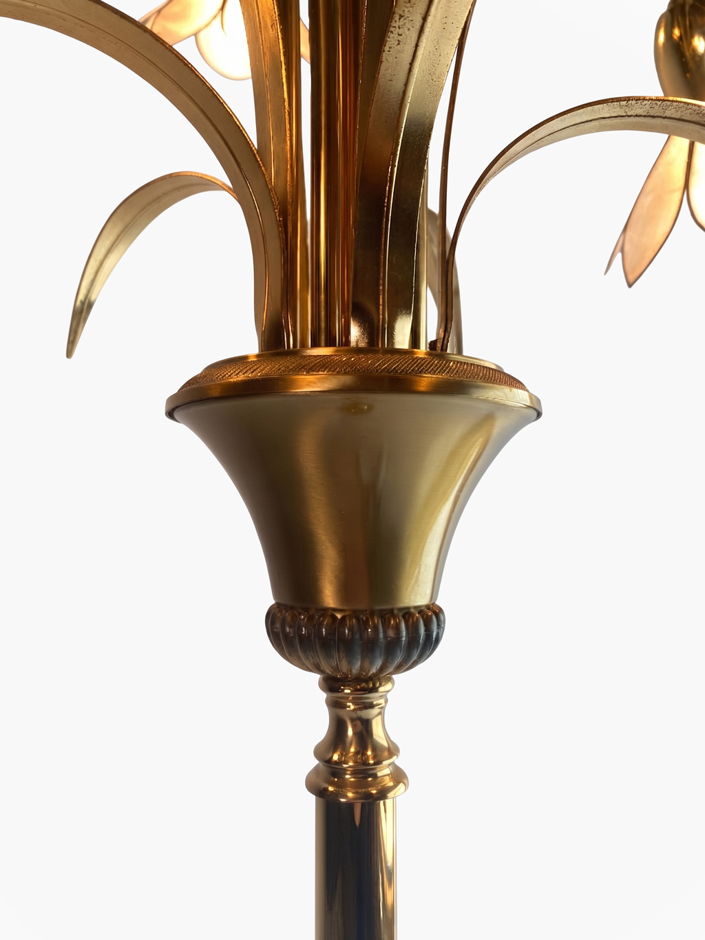 Brass Bamboo Floral Floor Lamp