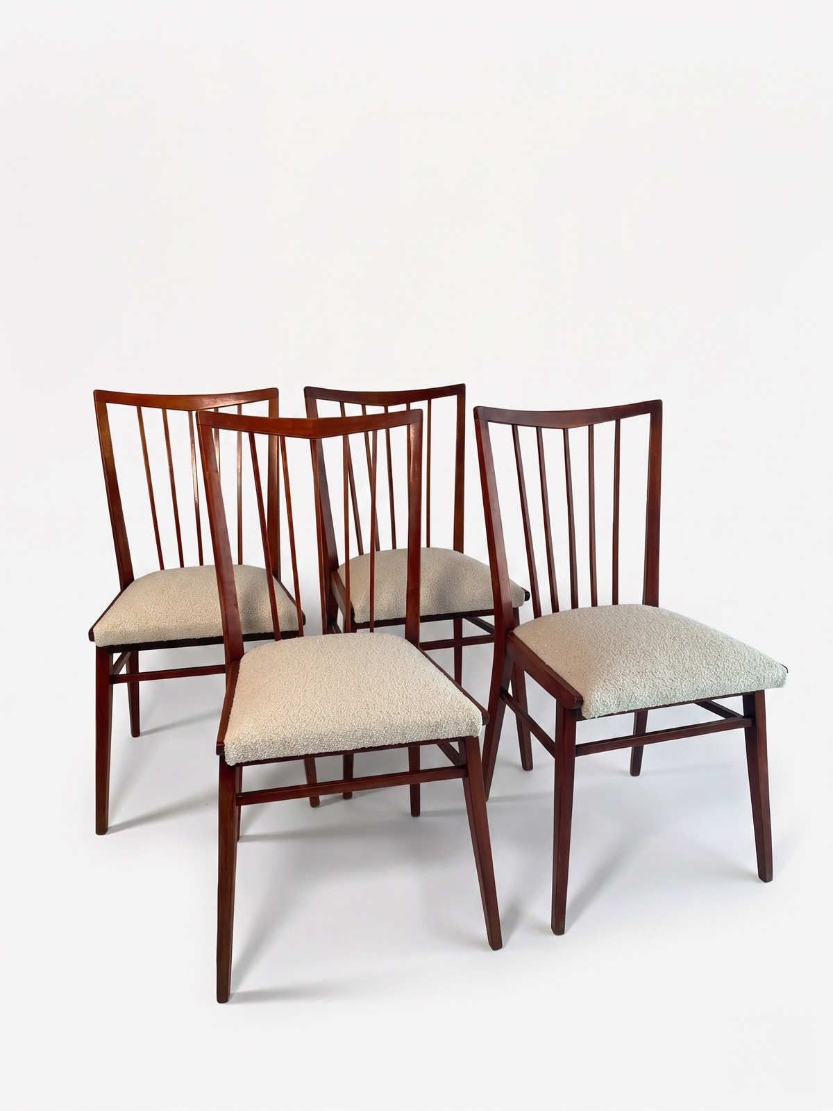 Set of 4 Mid-Century Modern Spindle Back Dining Chairs
