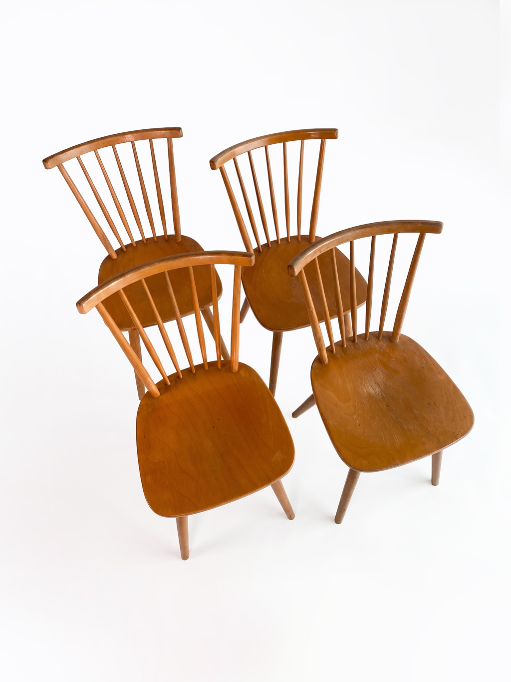 Set of 4 Vintage Spindle Back Dining Chairs