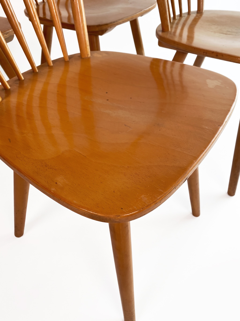 Set of 4 Vintage Spindle Back Dining Chairs