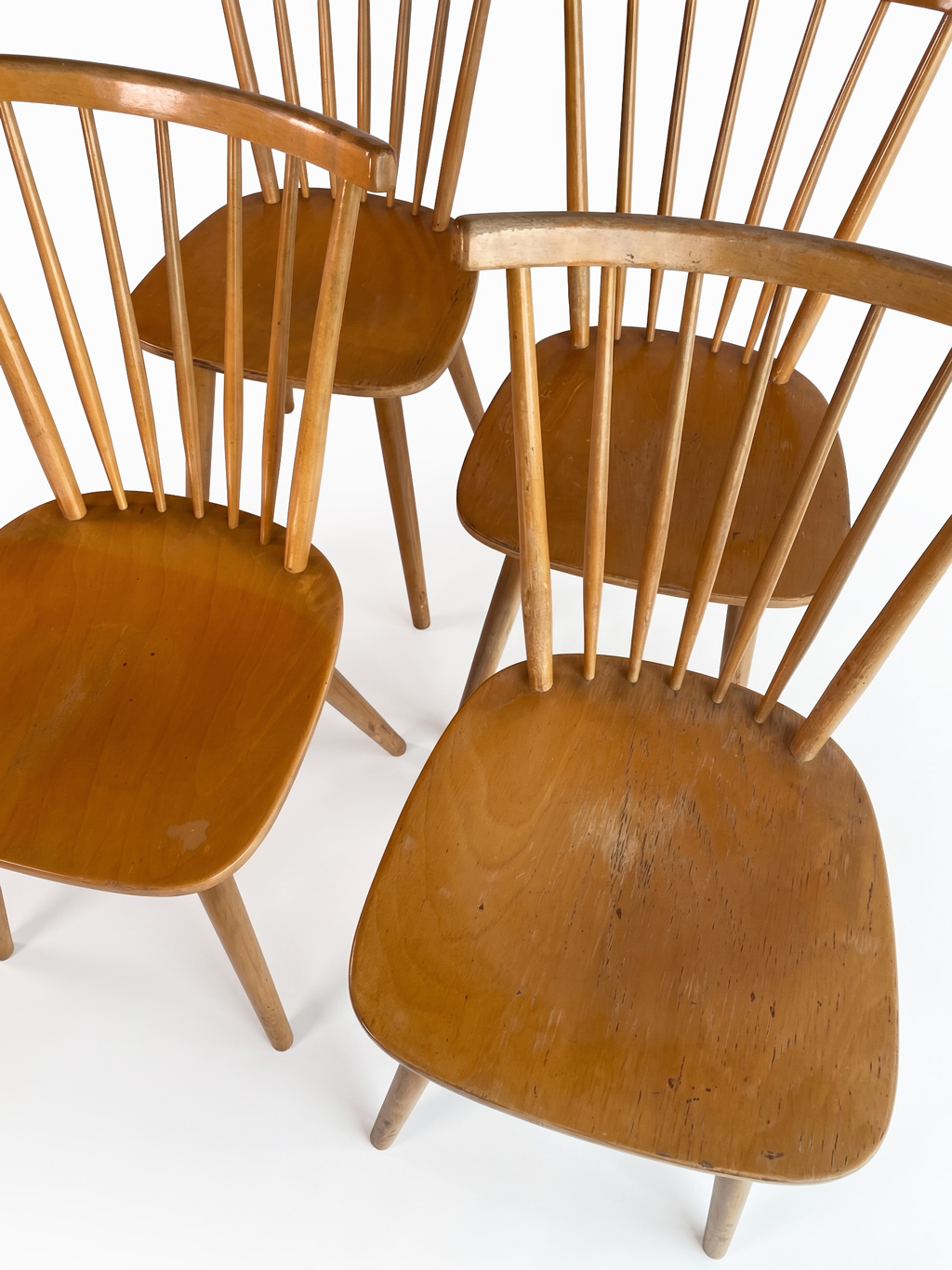 Set of 4 Vintage Spindle Back Dining Chairs