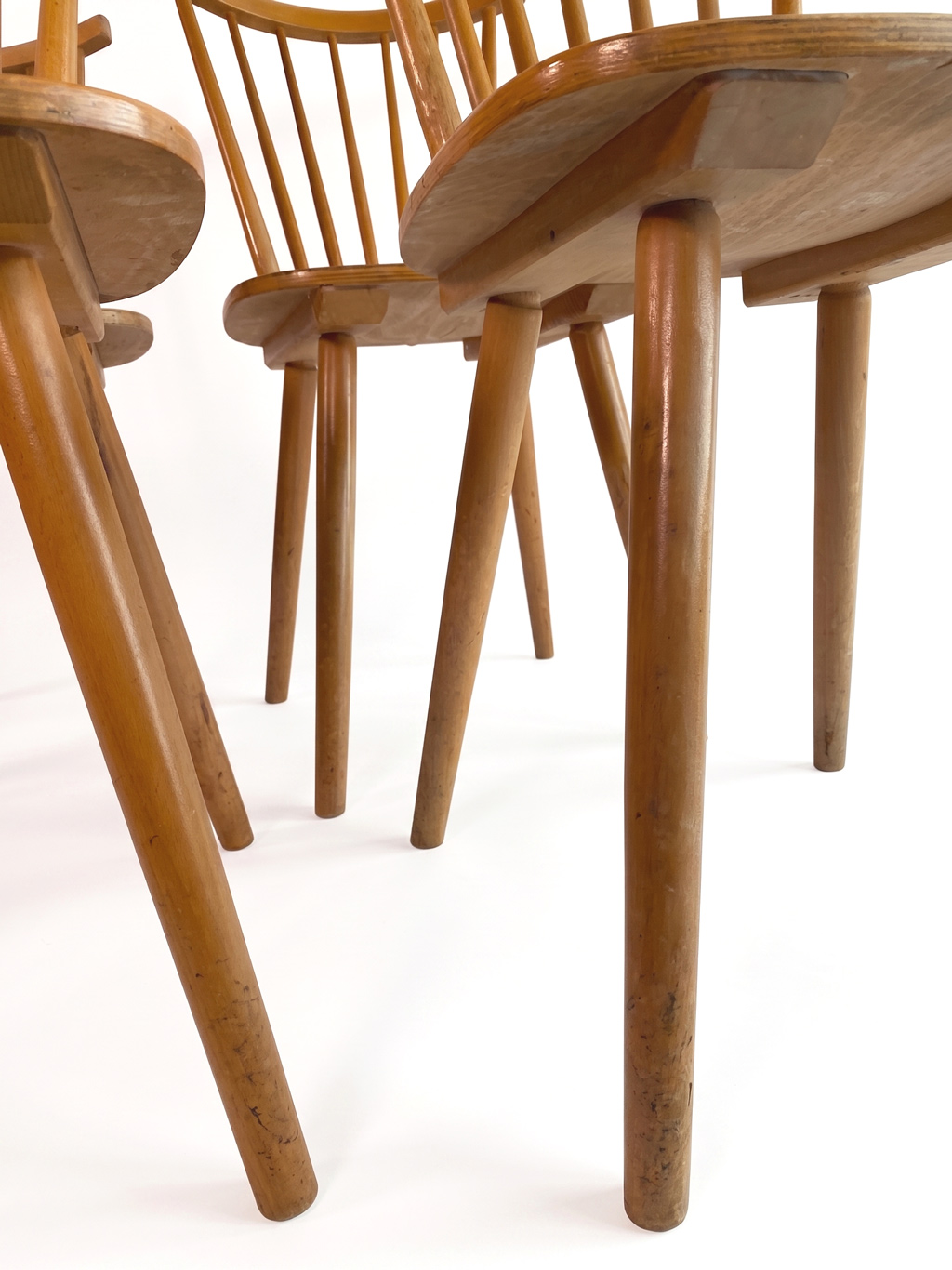 Set of 4 Vintage Spindle Back Dining Chairs