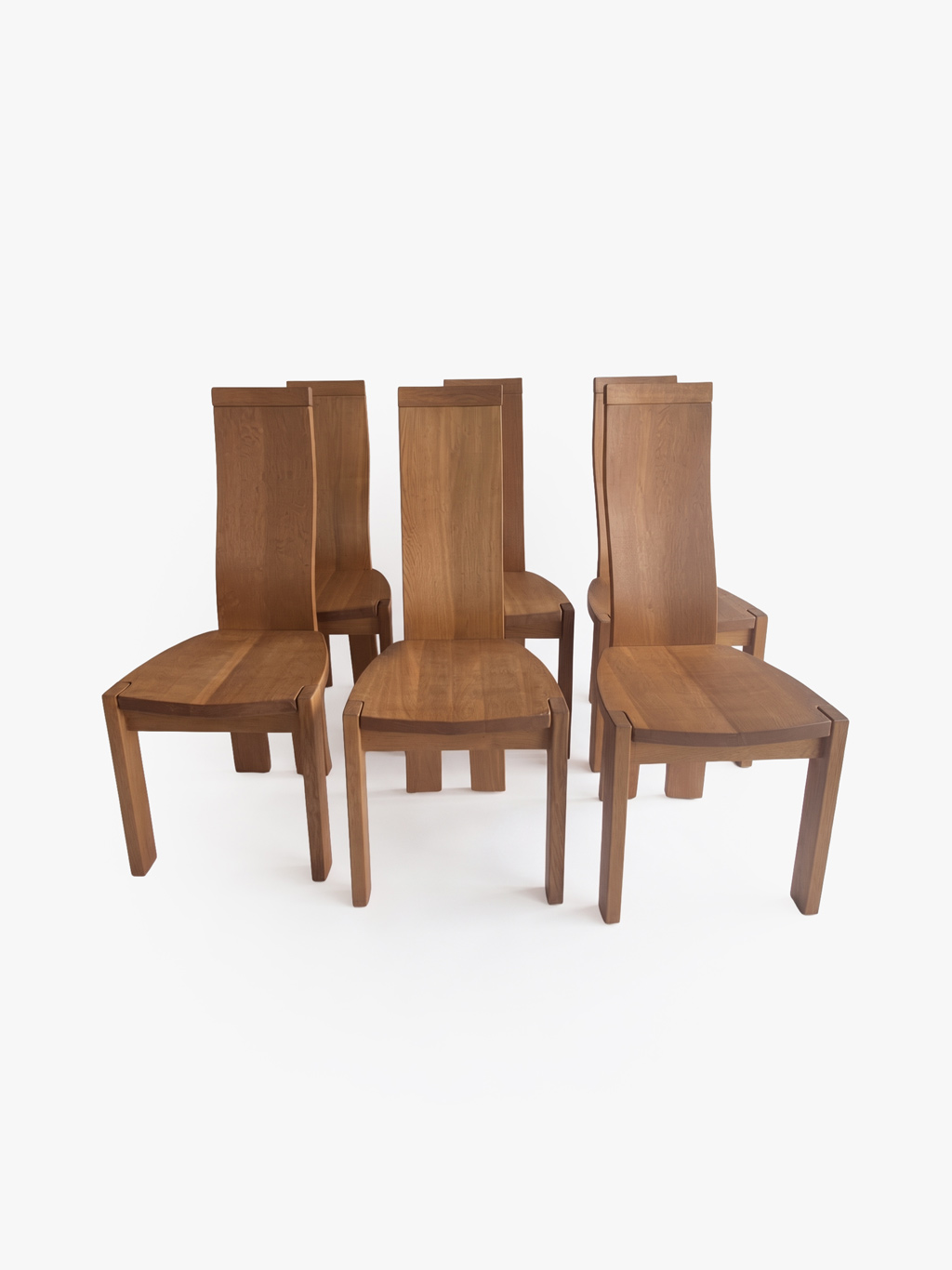 Set of 6 Solid Oak Dining Chairs in the Style of Van Den Berghe-Pauvers