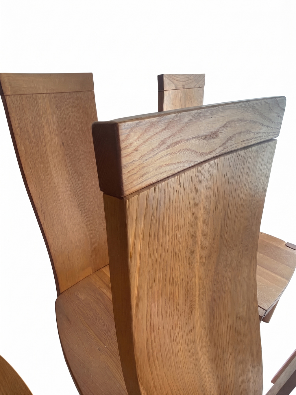 Set of 6 Solid Oak Dining Chairs in the Style of Van Den Berghe-Pauvers