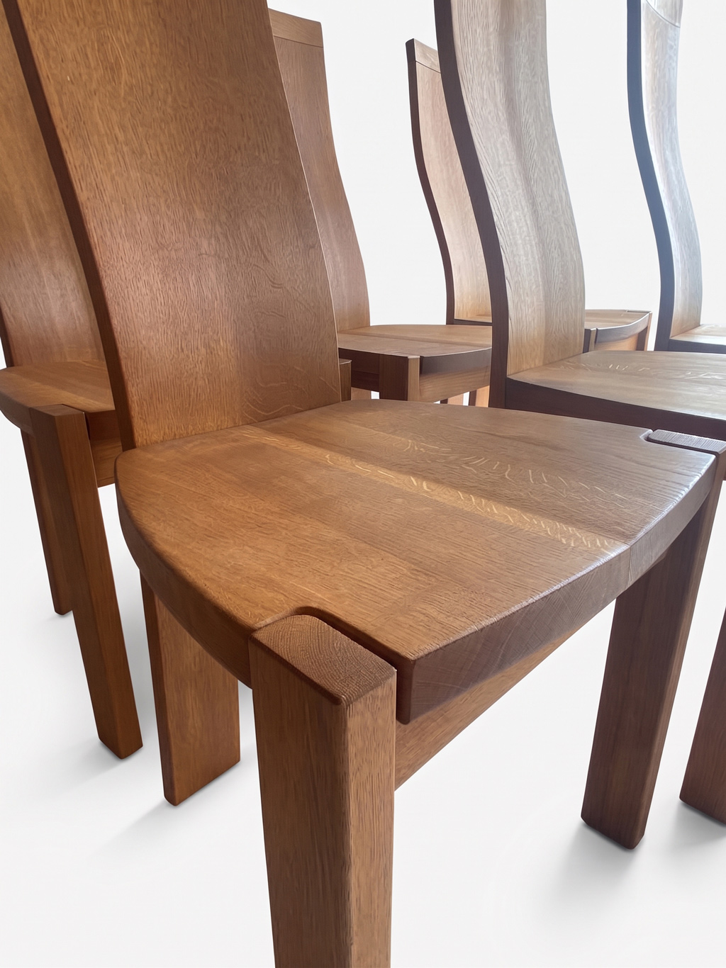 Set of 6 Solid Oak Dining Chairs in the Style of Van Den Berghe-Pauvers
