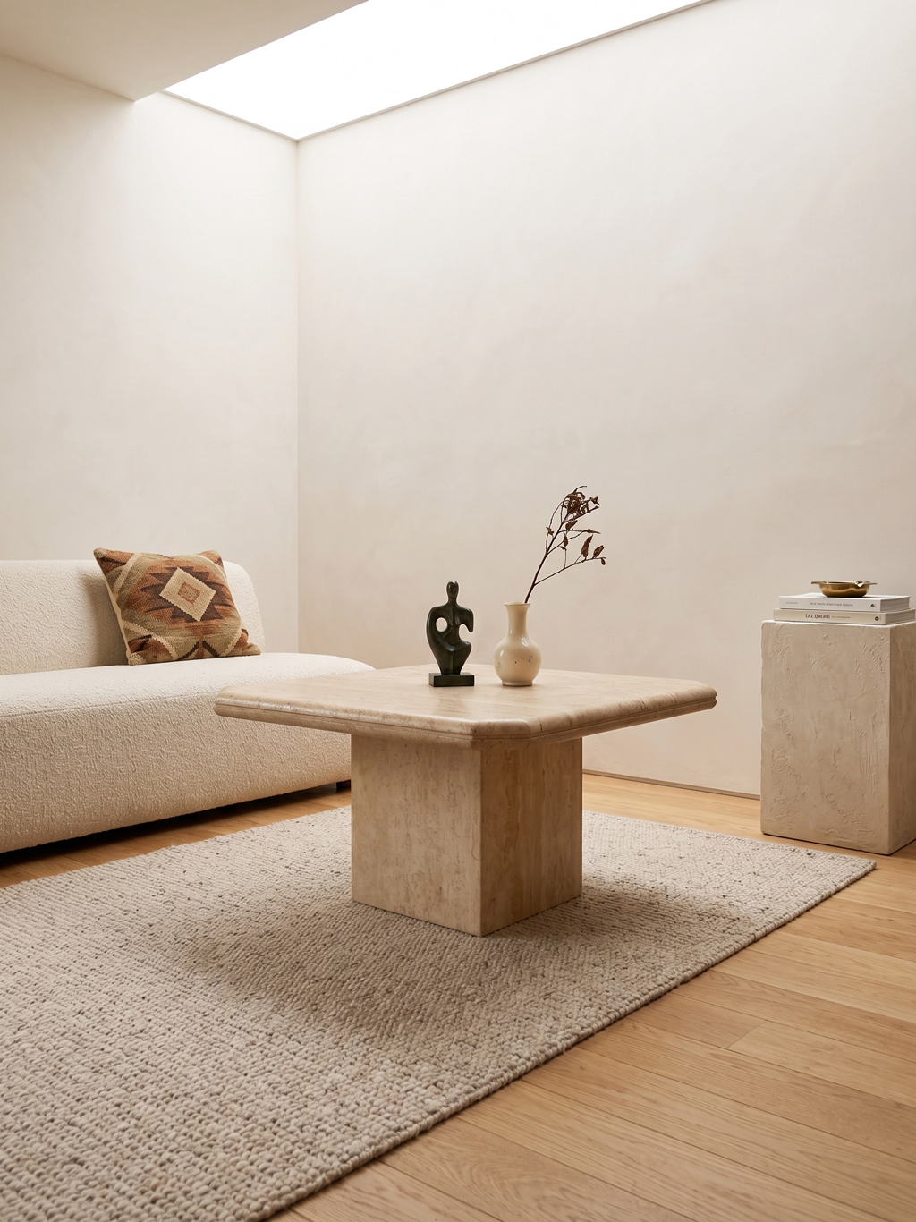 Travertine coffee table