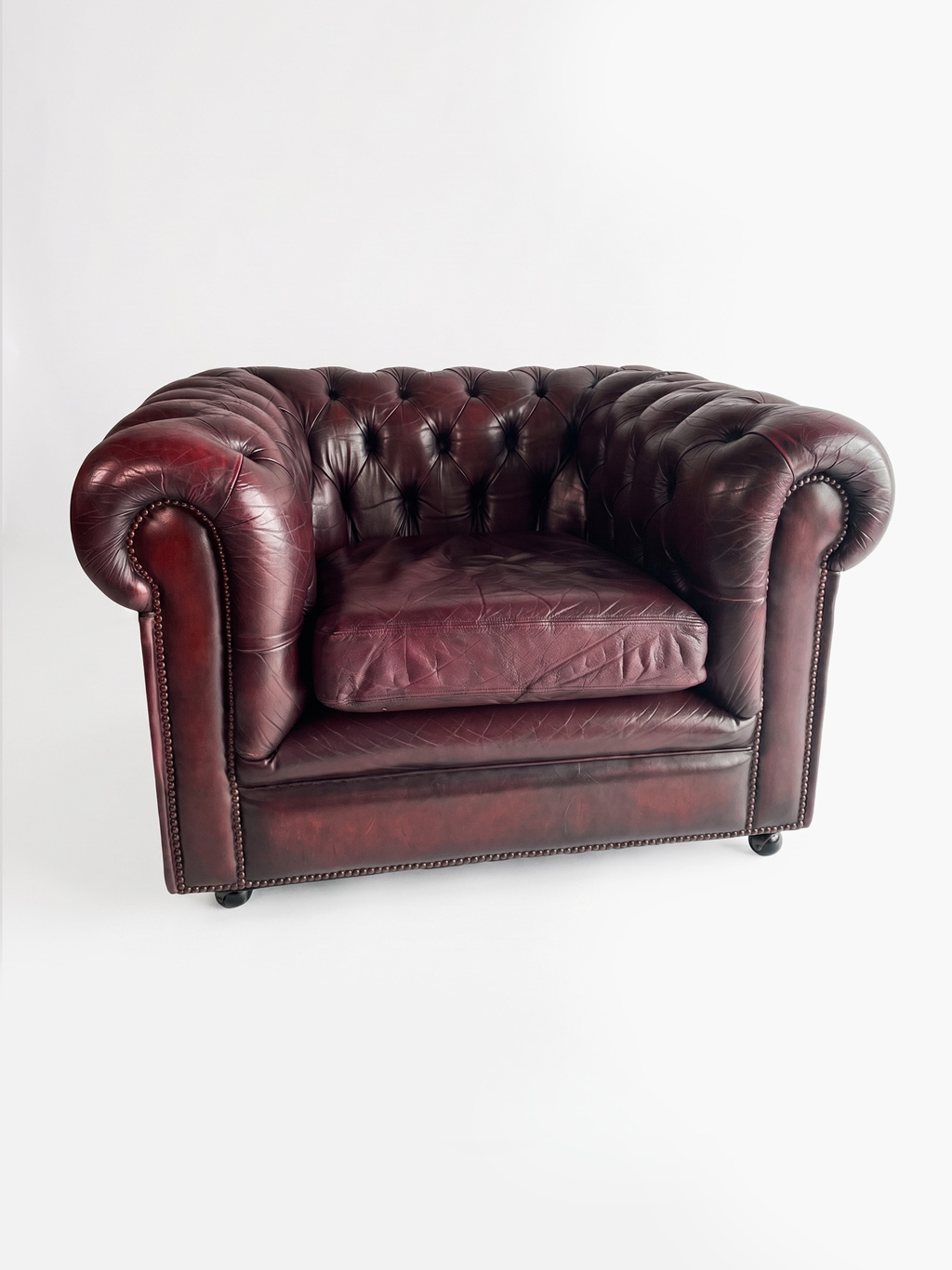 Vintage Chesterfield club chair #2 — Burgundy brown leather