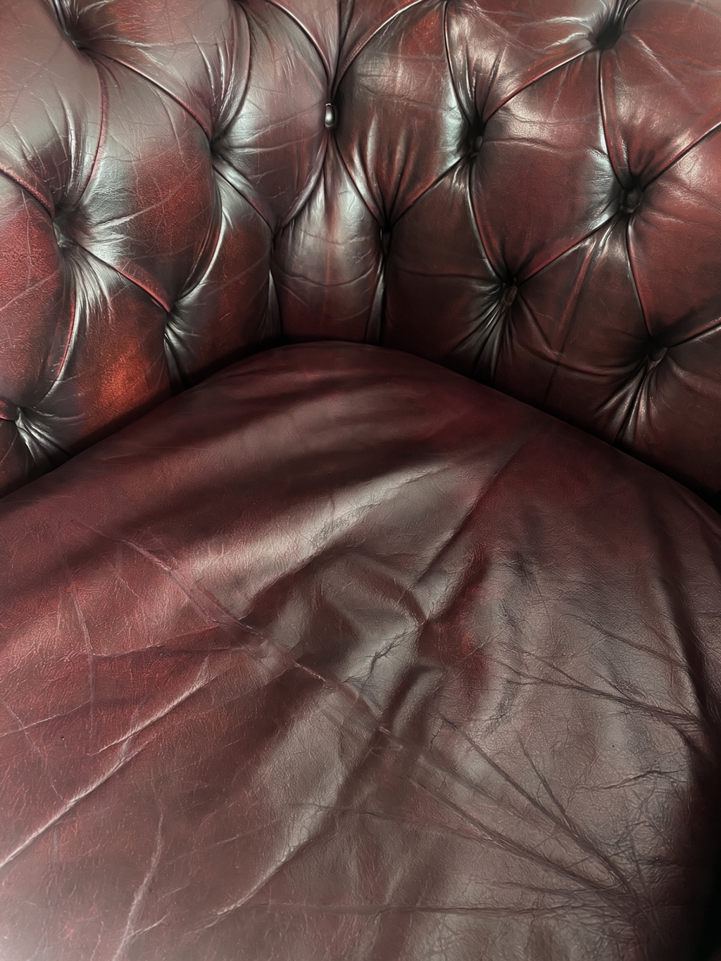 Vintage Chesterfield club chair #2 — Burgundy brown leather