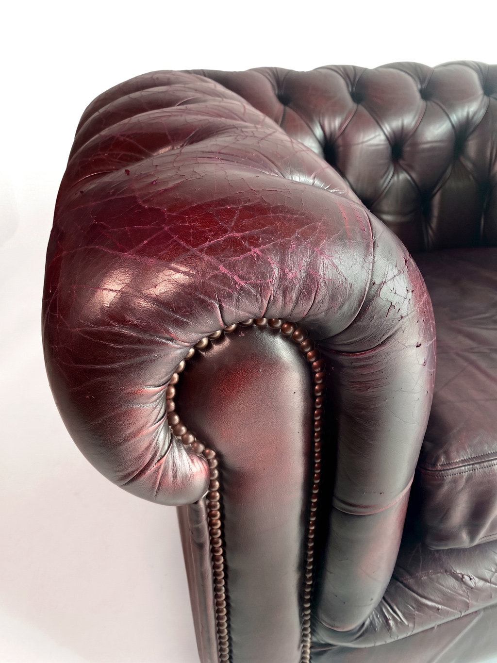 Vintage Chesterfield club chair — Burgundy brown leather