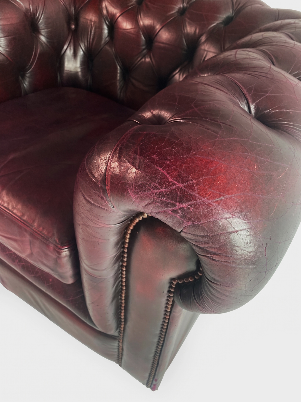 Vintage Chesterfield club chair — Burgundy brown leather