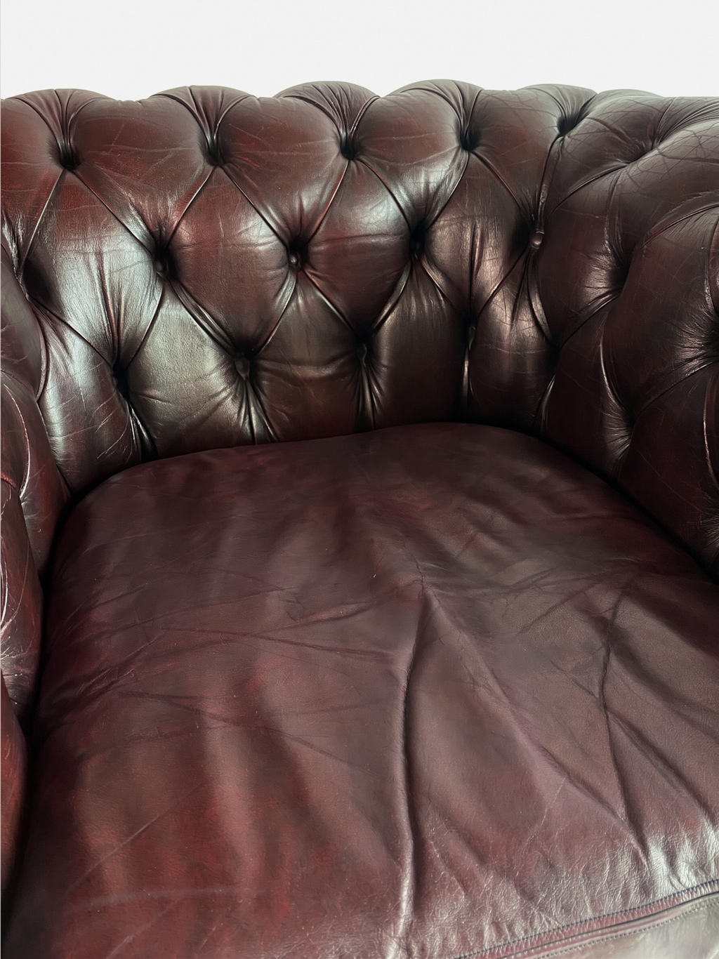 Vintage Chesterfield club chair — Burgundy brown leather