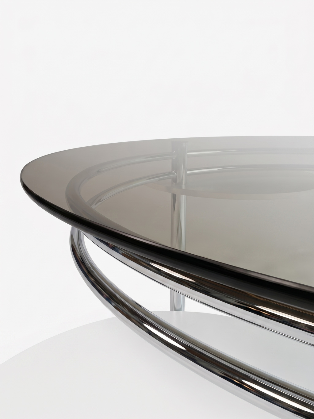 Vintage Coffee Table with Smoked Glass Top and Swivel Side Tables