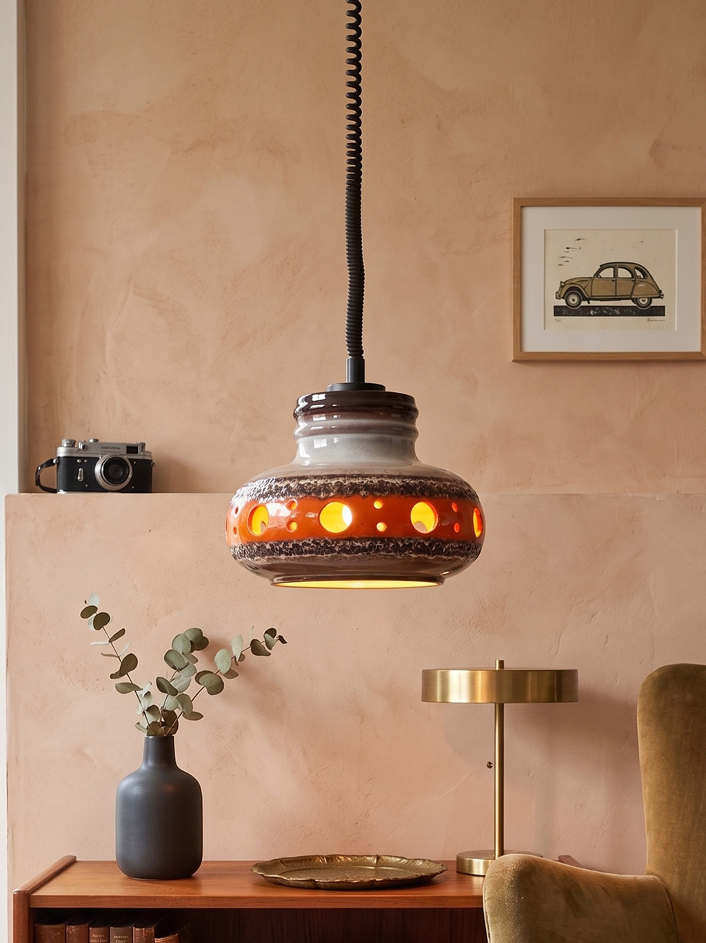 Vintage Fat Lava ceramic pendant Lamp