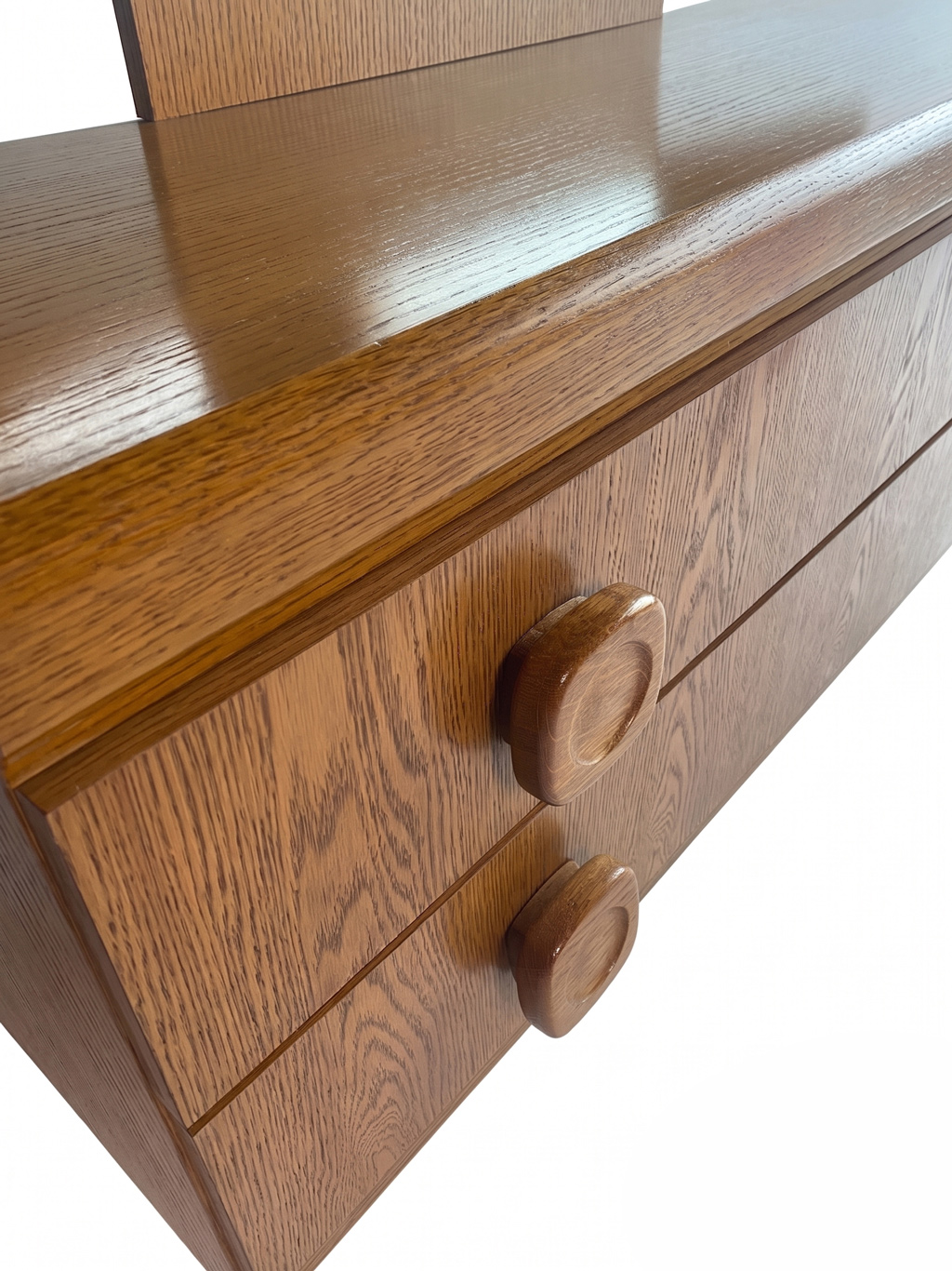 Vintage oak dressing chest with trifold mirror