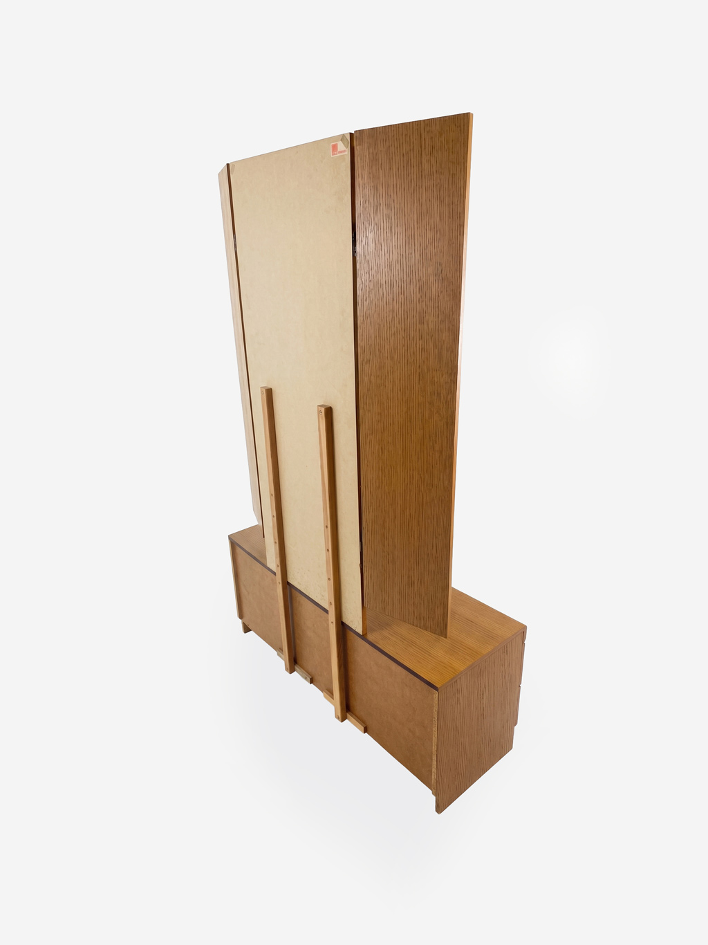 Vintage oak dressing chest with trifold mirror