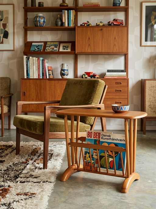Vintage wooden magazine rack